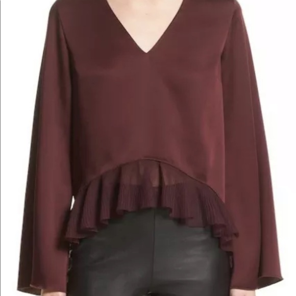 Elizabeth And James silky navy high low blouse LG - Picture 1 of 10